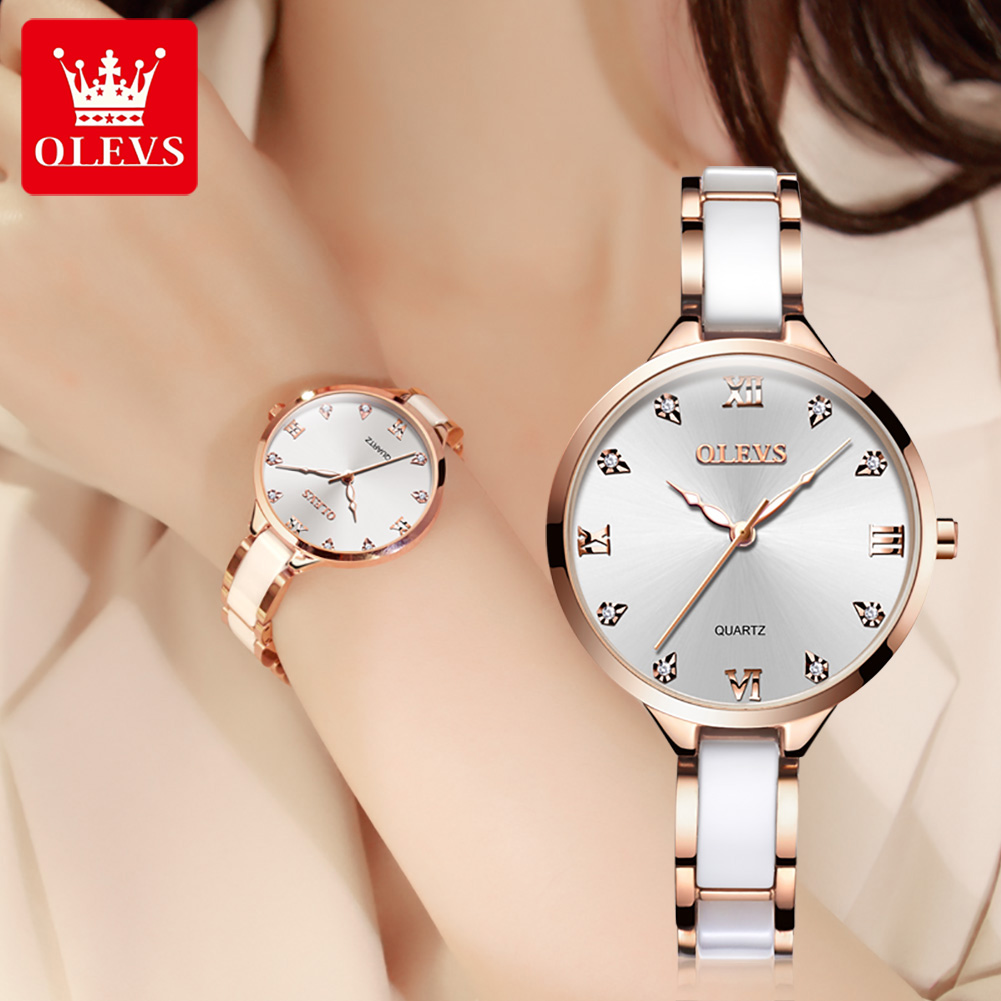Luxury Watch Japan - OLEVS Ceramic Dress Women Watch Luxury