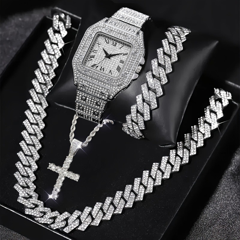 Luxury Watch Winder - 4PCS Fashion Iced Out Square Men