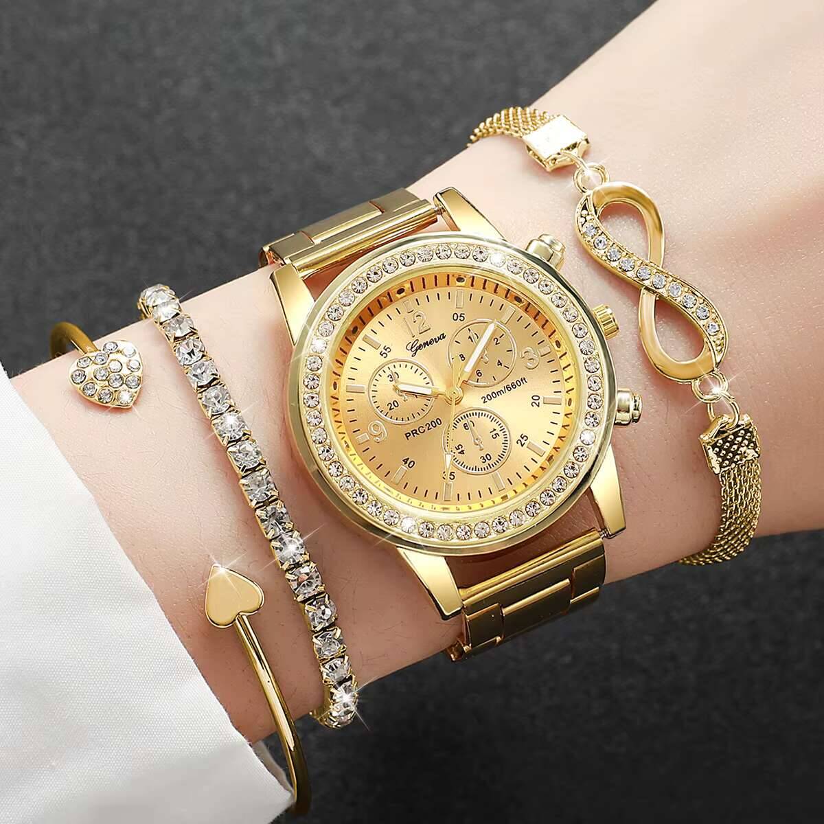 Luxury Watch Holder - 4PCS/Set Luxury Rhinestone Women Watches Fashion