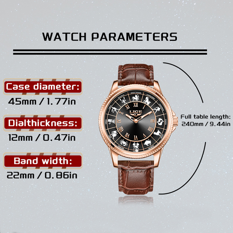 LIGE Fashion Luxury Constellat - Zodiac Luxury Watch review and price