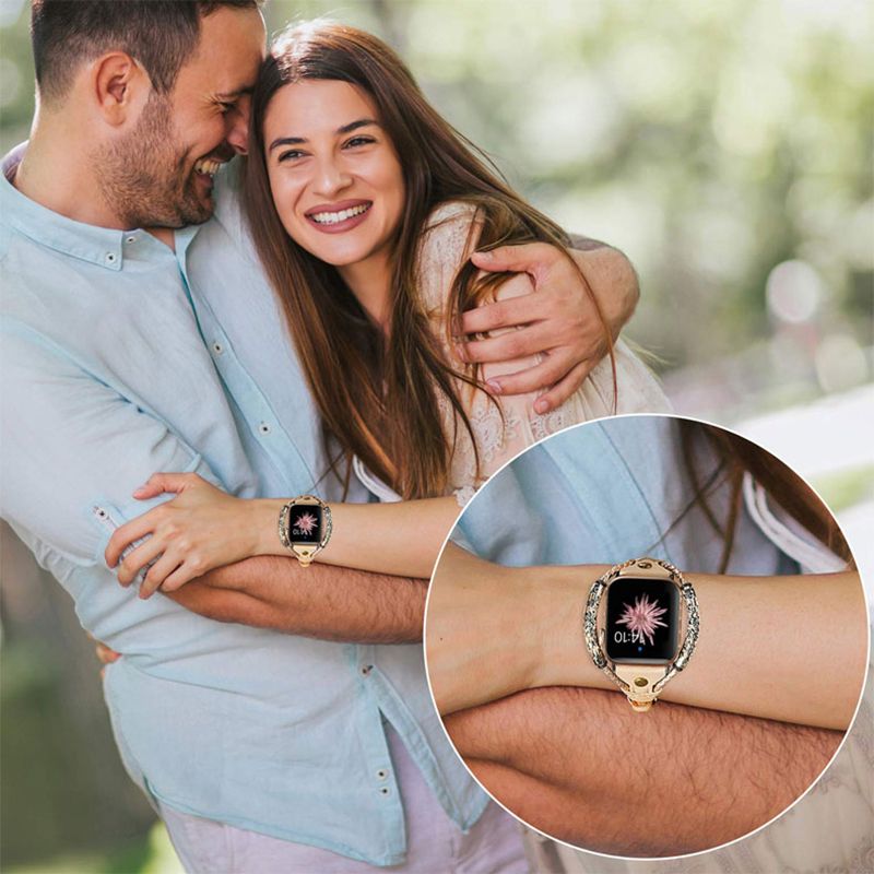 Genuine Leather Strap for Appl - Luxury Watch Apple Bands review and price